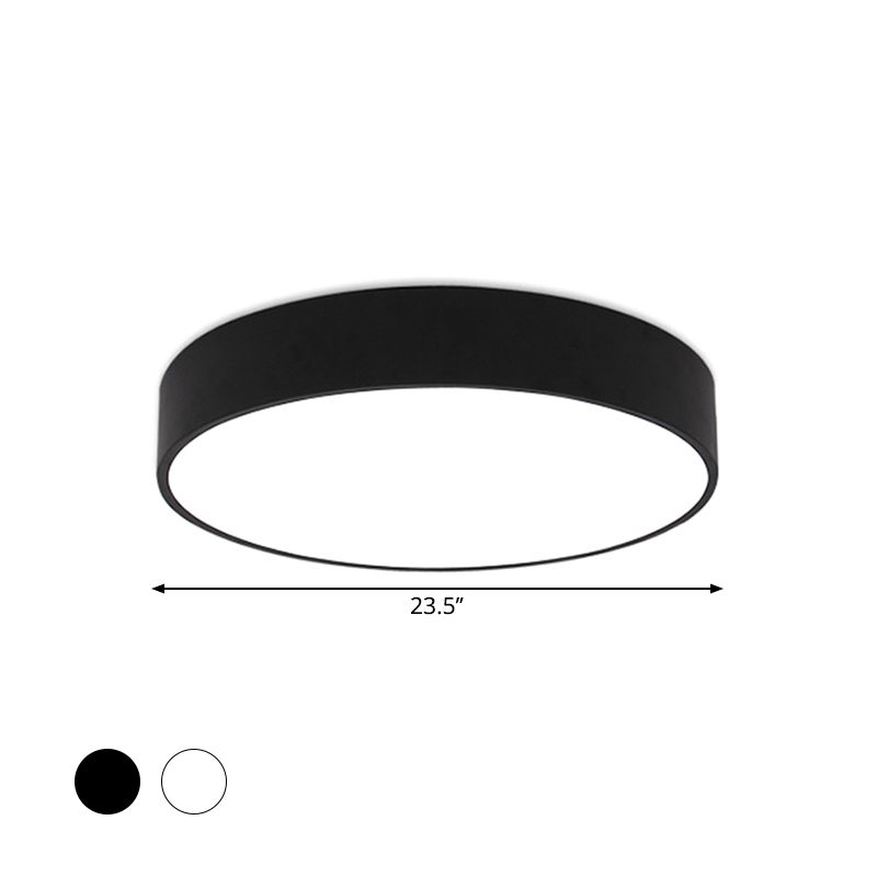 Lámpara empotrada redonda en blanco y negro, minimalista, 16"/23,5"/31,5" de diámetro, lámpara LED acrílica de montaje en techo