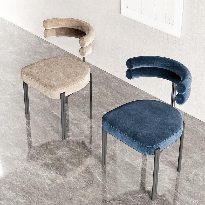 Contemporary Velvet Armless Side Chair Matte Finish Open Back Dining Chair