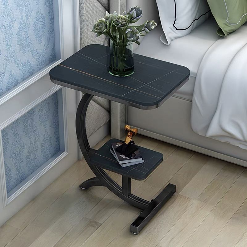 Modern Style Iron Base Slab White/white Gold/black Gold Table Top Rectangular Side Table