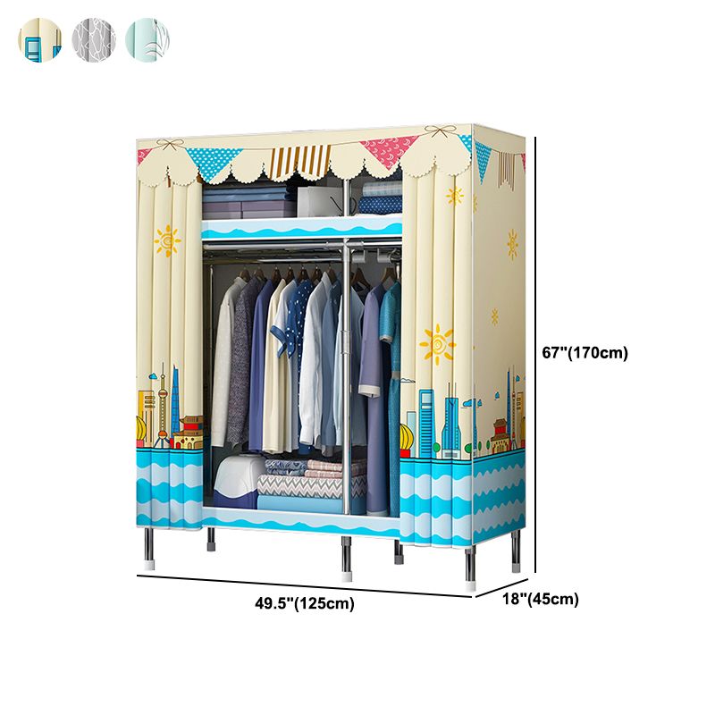 Contemporary Style Wardrobe Metal 1-Door Wardrobe Closet With Legs