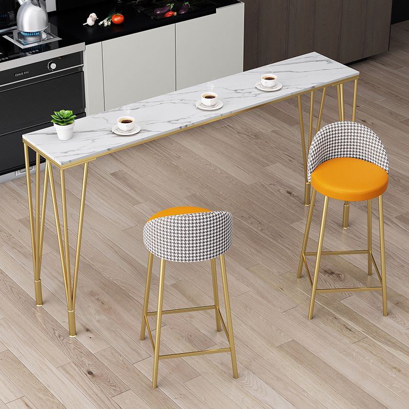 Stone Top Table Industrial Style Bistro Pub Table with Metal Legs