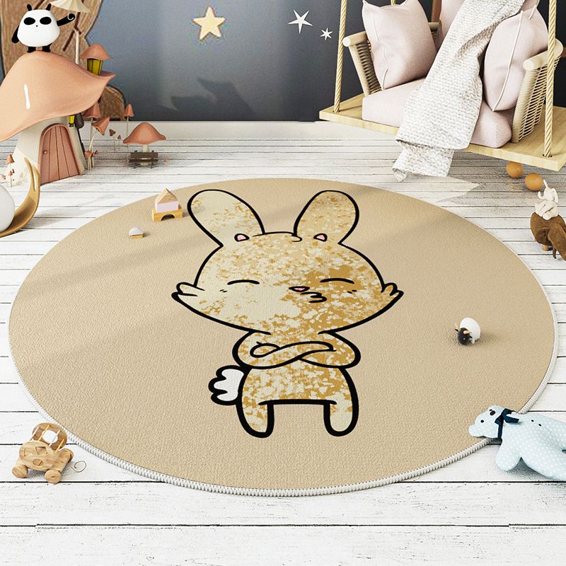 Modern Carpet Round Animal Printed Area Rug Non-Slip Backing Adult Polyster