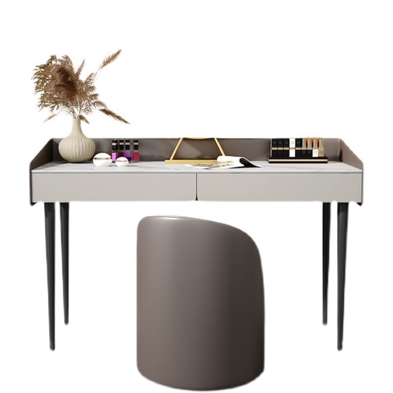 29.52 " Height 2-Drawer Makeup Table Modern Slate Top Vanity Stool