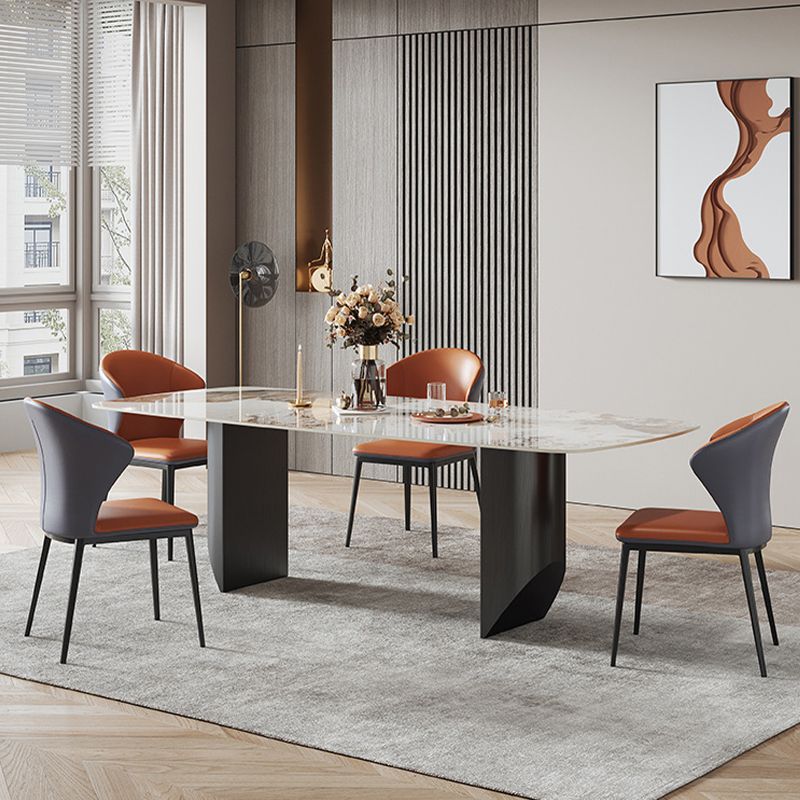 Contemporary Style Windsor Back Chair Armless Side Chairs with Metal Legs for Kitchen