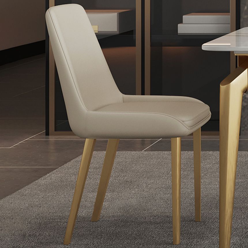 Glam Dining Table Set 1/5/7 Pcs Sintered Stone and Metal Dining Table with Armless Chairs