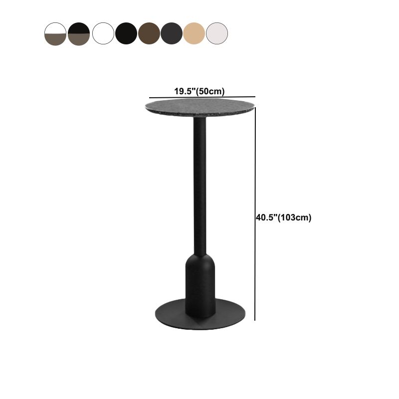 Industrial Bar Dining Table Fixed Bistro Bar Height Cocktail Table with Metal Base