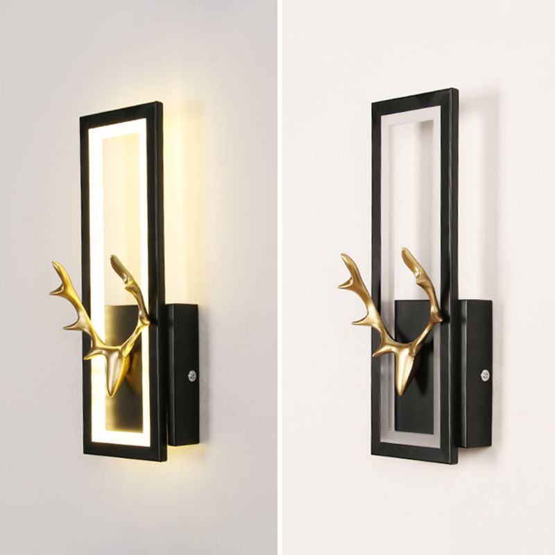 Lampada da parete per salotto in metallo Nordico in metallo a muro di cervo con tonalità rettangolare