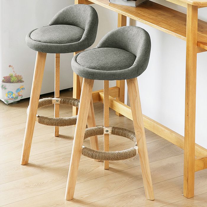 Modern Solid Wood base Bar Stool Upholstered Footrest Bar Stool