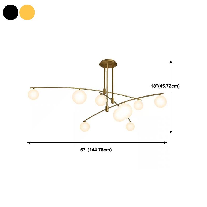 5 / 6 / 9 - Light Kitchen Island Pendant Iron and Glass Ceiling Fixture in Black / Gold