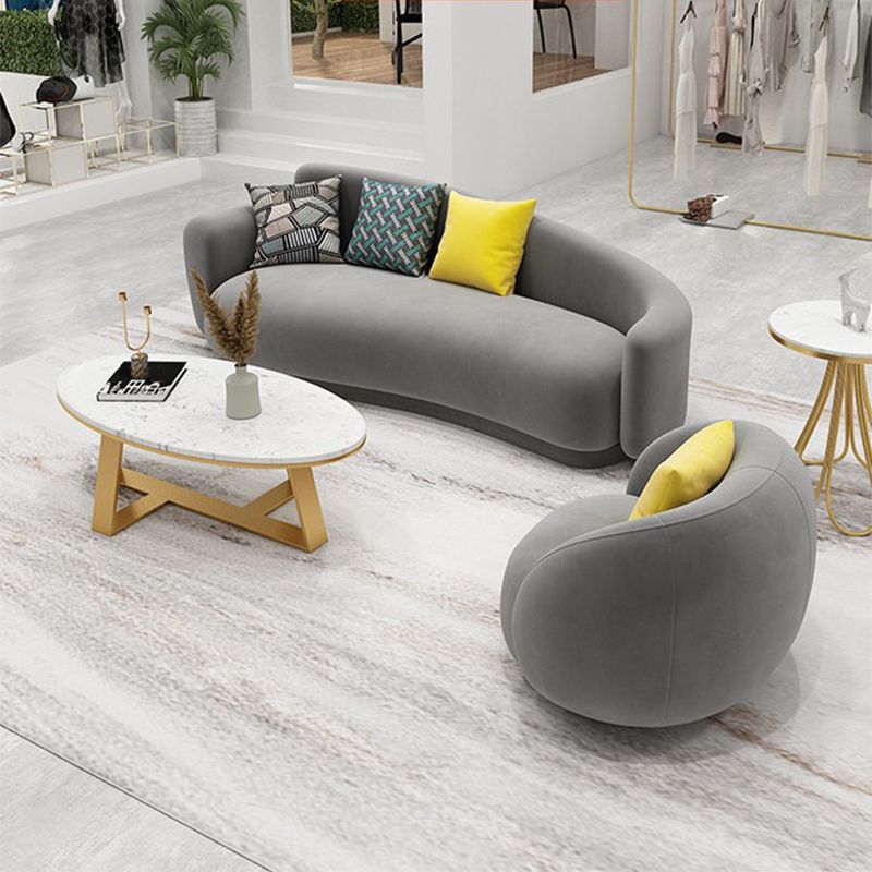Gray Velvet Tuxedo Arm Sofa Contemporary Sofa for Living Room
