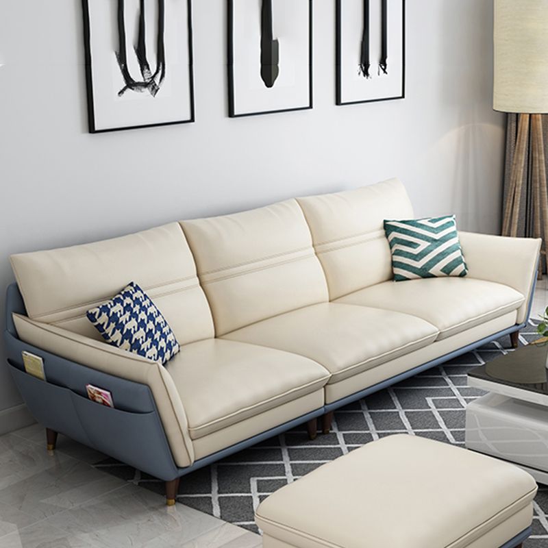 Leather Pillow Top Arm Sofa 37.4"High Cushion Back Sectional Sofa with Storage