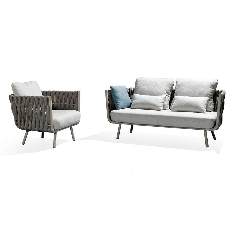 Contemporary Metal Outdoor Patio Fade Resistant Sofa Patio Sofa with Cushions