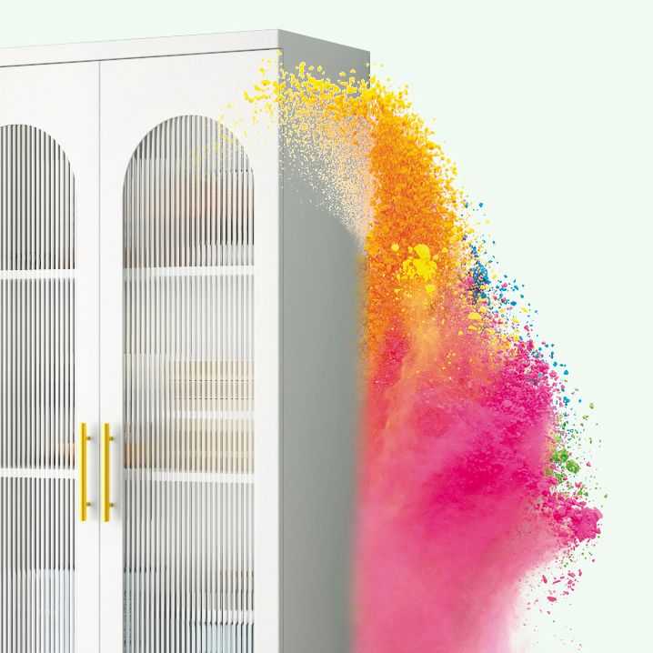 Living Room Metal Kitchen Server Colorful Frame Glass Door Dining Server