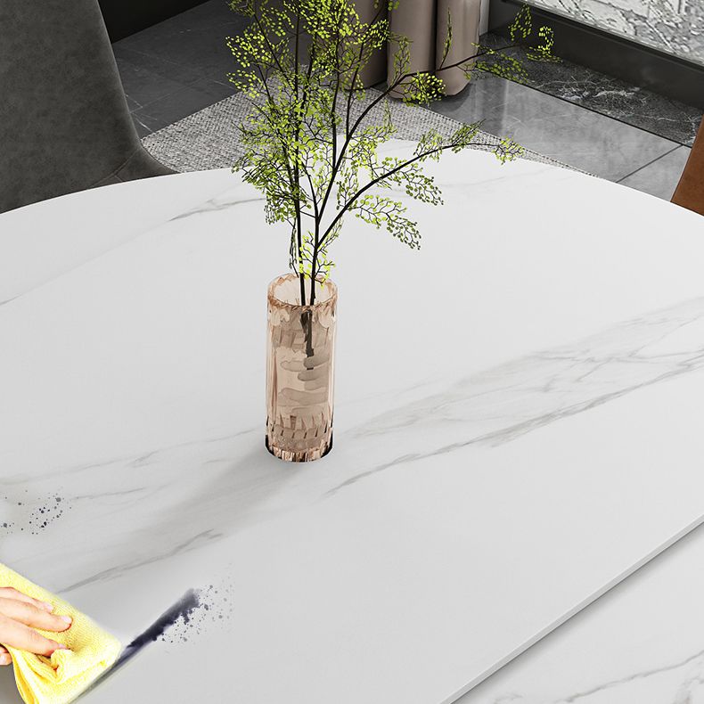 Modern Style Round 4 Legs Table Stone Dining Room Home Furniture with Drop-Leaf