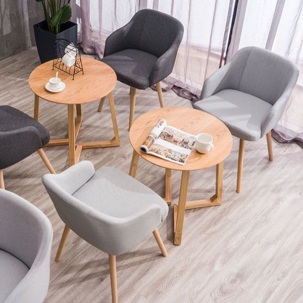 Contemporary Beech Solid Back Arm Chair Matte Finish Upholstered Dining Chair
