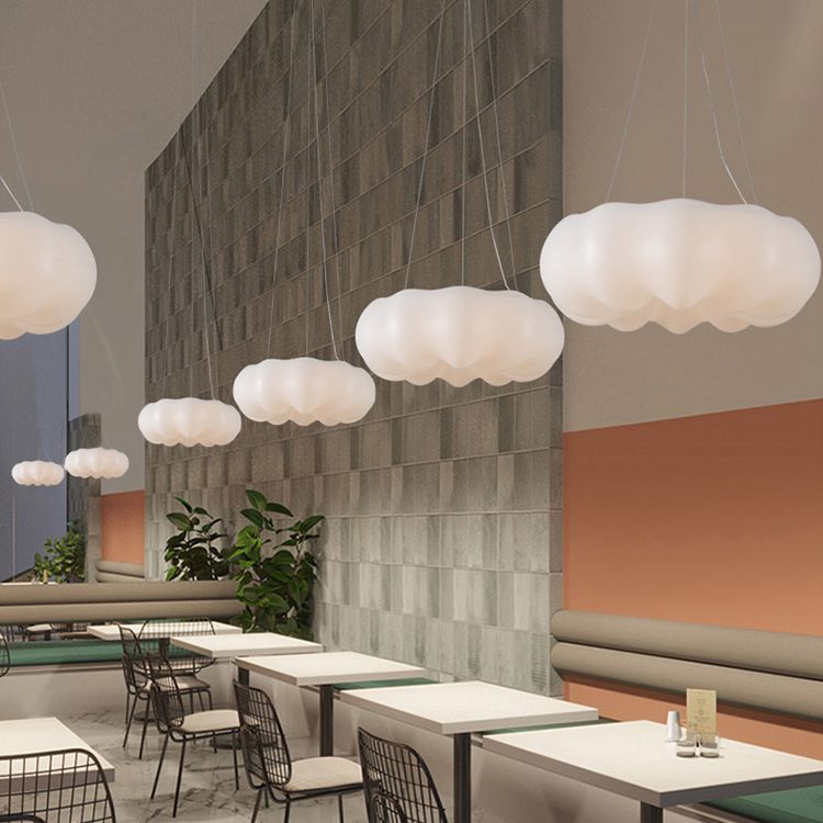 Minimalist Style Hanging Lamp Cloud Shape Plastic Chandelier Pendant Light