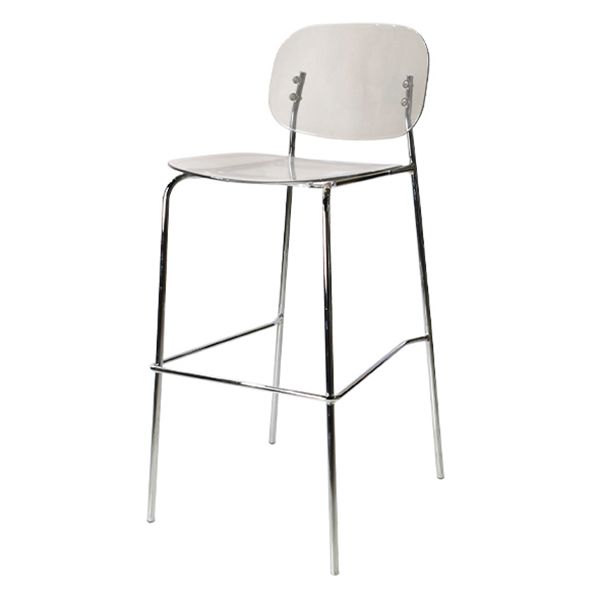 Modern Silver Base Counter Stool Rectangle Acrylic Footrest Counter-height Stool