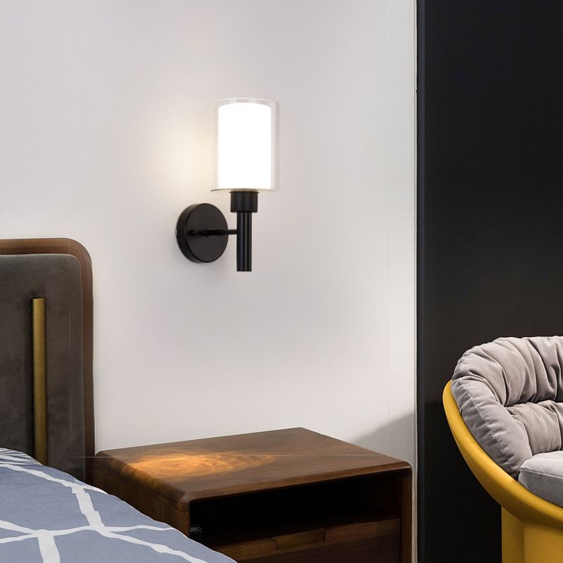 Lámpara de pared de pared de pared de cilindro de estilo moderno 1 lámpara de pared ligera montada en la pared