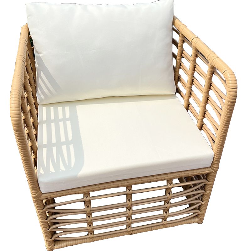 Tropical Metal Frame Outdoor Sofa Water Resistant Patio Sofa with White Cushion