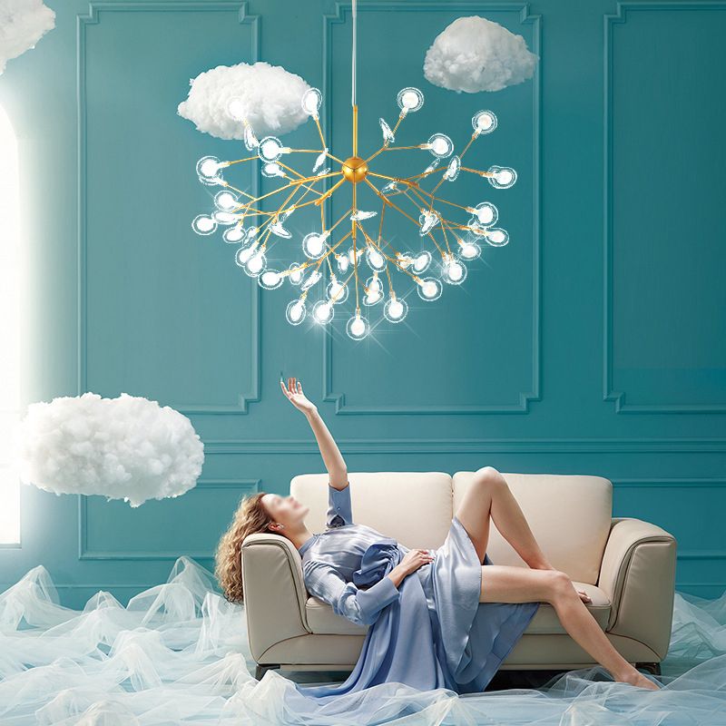 Simplicity Leaf Chandelier Lamp Acrylic Living Room LED Drop Pendant with Branch-Like Wireframe