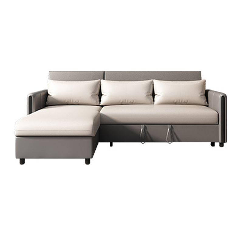 Square Arms Foldable Futon Pillow Included Sleeper Sofa with Storage