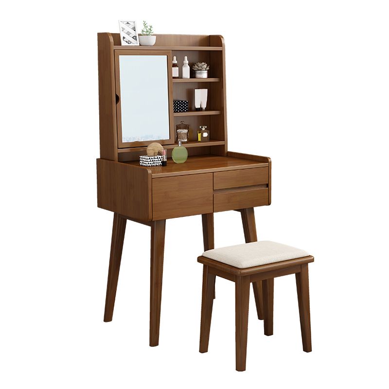 Scandinavian Mirrored Make-up Vanity Solid Wood Dressing Table