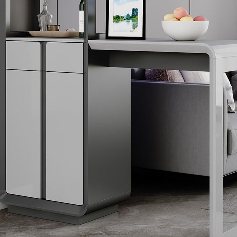 Modern Rectangle Bar Table Artificial Wood Table with Wine Cabinet for Living Room