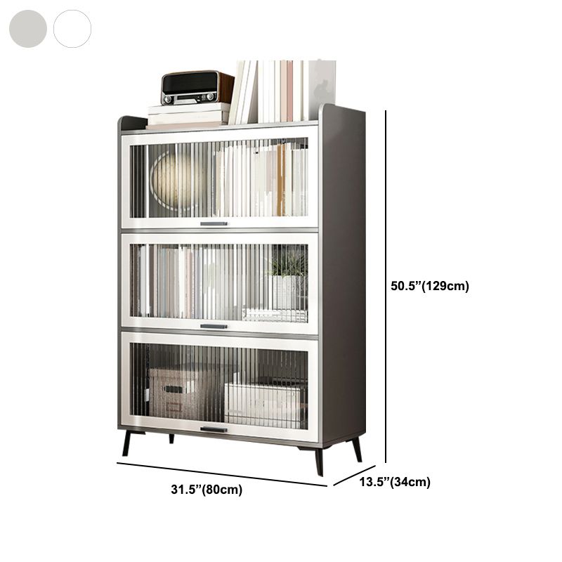 Wooden Engineered Wood Bookcase with Doors Closed Back Bookshelf Doors Included