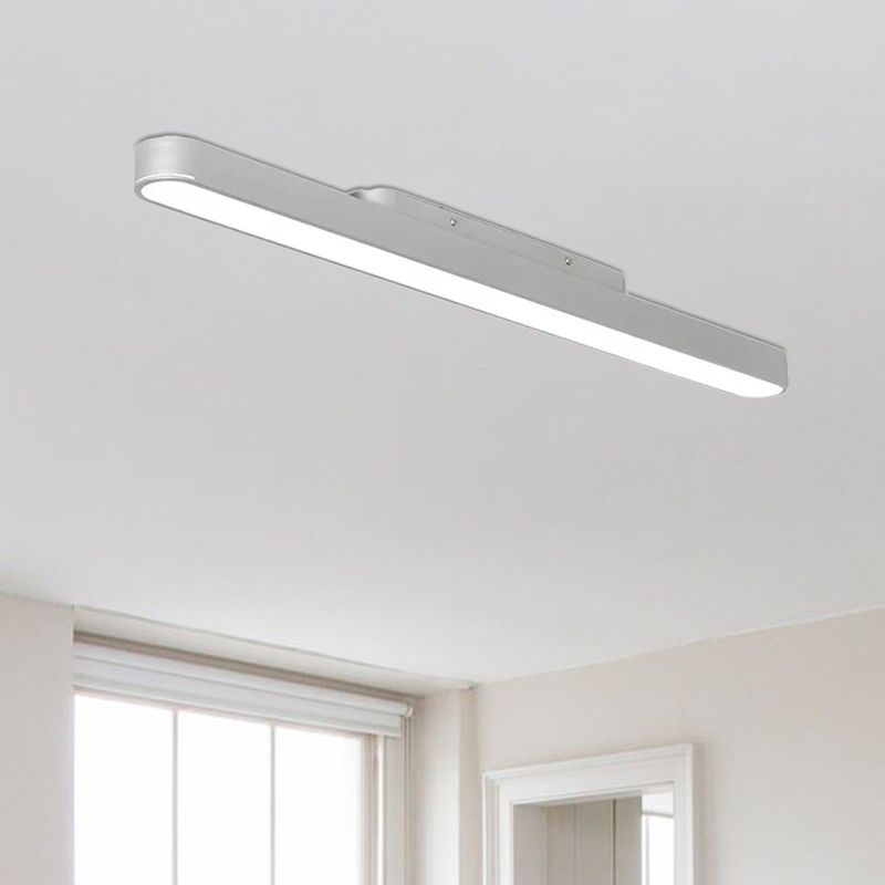 Sleek Oval Metal Flush Lighting Modern Led Black/Silver Flush Mount Fixture for Office, 23.5"/35.5"/47" Wide