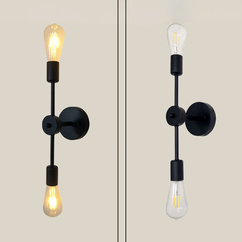 Modern Wall Sconce Linear Shape Wall Light with Metal Shade for Bedroom in Black