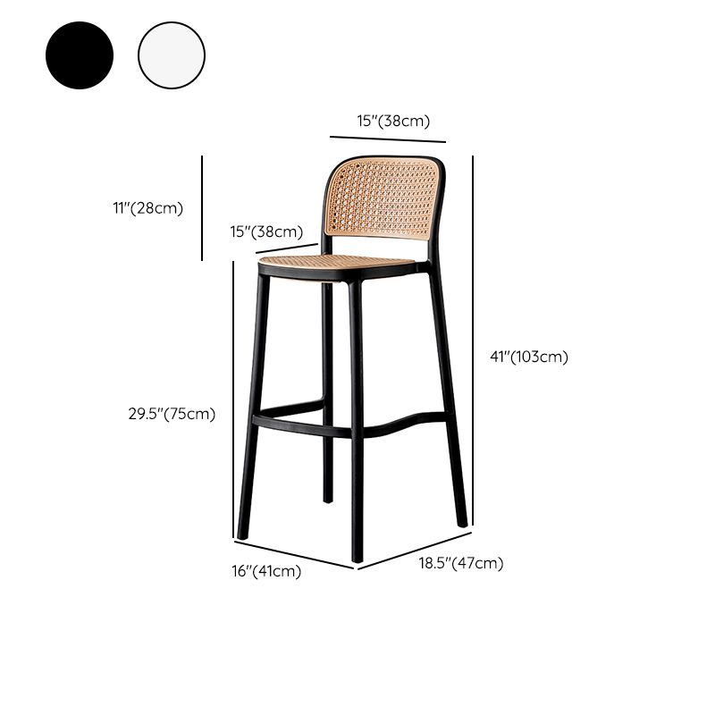 Nordic Backrest Counter Stool with Metal Base Plastic Armless Bar Chair