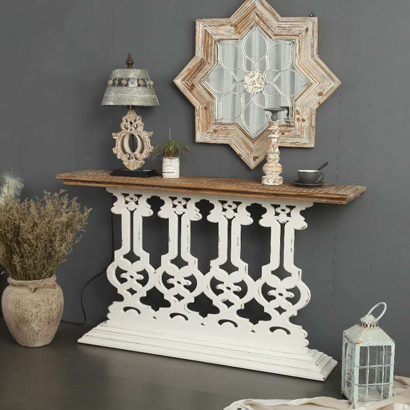Wood French Country Console Table Distressed Accent Table with Shelf