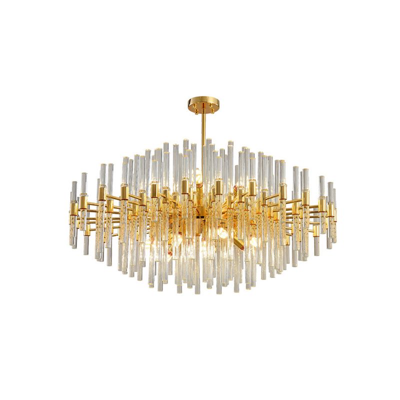 Geometrical Shaped Crystal Rod Chandelier Light Post-Postmodern Gold Pendant Light Fixture