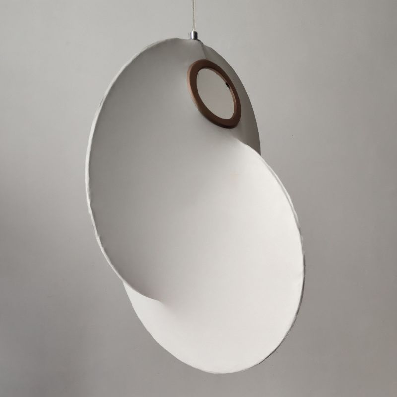 White Circling Pendant Light Fixture Artistic Simple 1 Bulb Fabric Ceiling Suspension Lamp