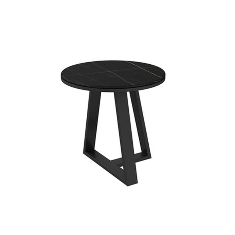 Modern Style Grey/black/white Slate Top Black Metal Base Round Coffee Table