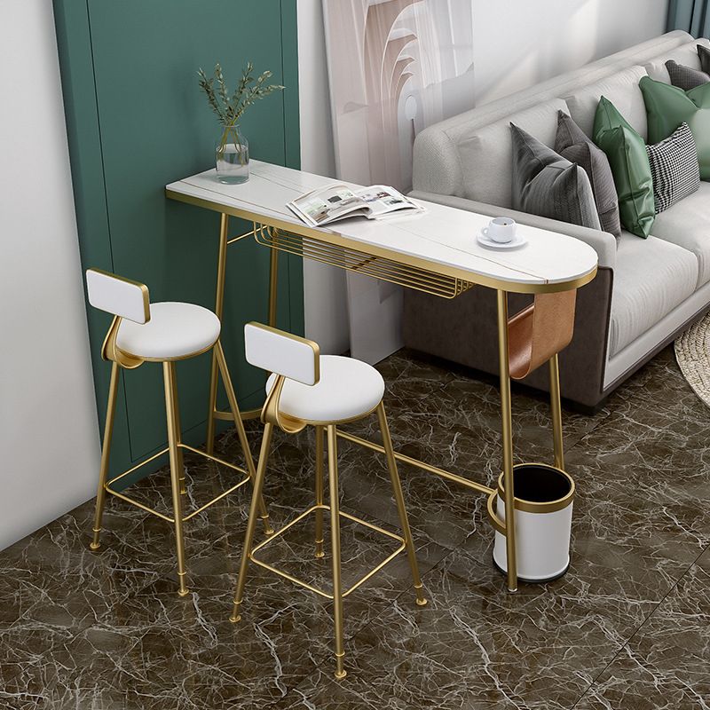 Traditional Luxury Stone Bar Table Bistro Bar Desk with Trestle Base