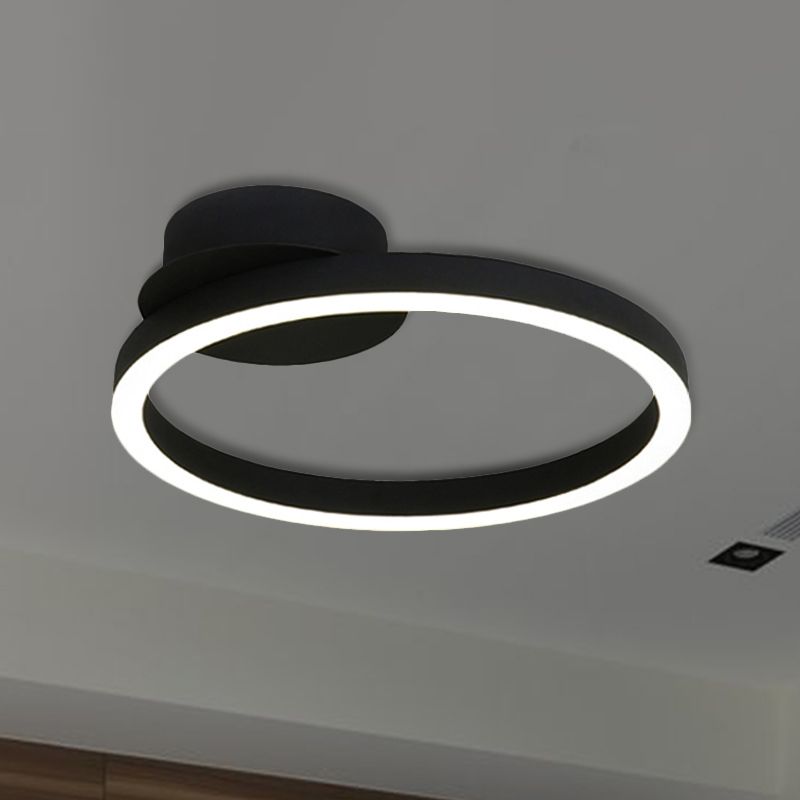 Zwart/bruin 1/2/3-ring semi-inbouwlicht eigentijds LED acryl plafondgemonteerd armatuur in warm/wit/natuurlijk licht, 16,5"/19,5"/23,5" breed