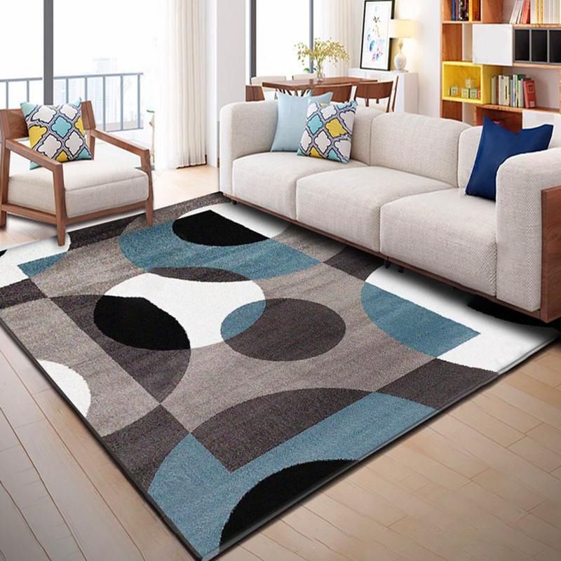 Gorgeous Polyester Rug Trendy Houndstooth Pattern Area Rug Non-Slip Backing Indoor Rug