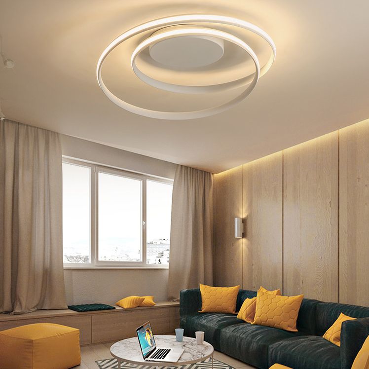 Illuminazione a montaggio semi circolare a soffitto in alluminio contemporaneo per camera da letto