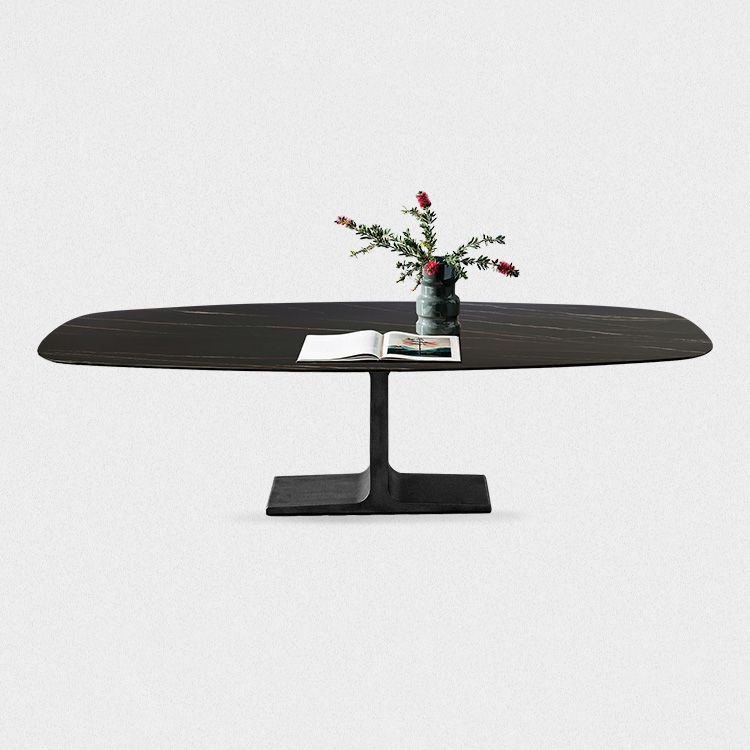 Industrial Sintered Stone Black Table Rectangle Standard Dining Table for Kitchen