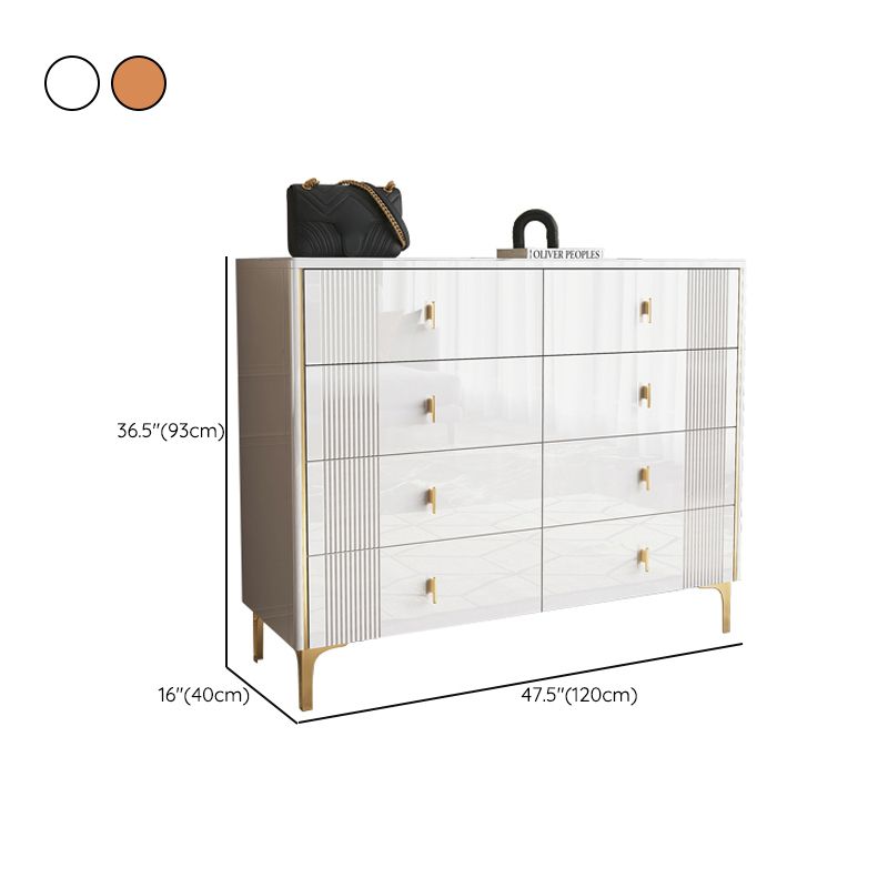 Glam Horizontal Stone Storage Chest Bedroom Chest with Metal Legs