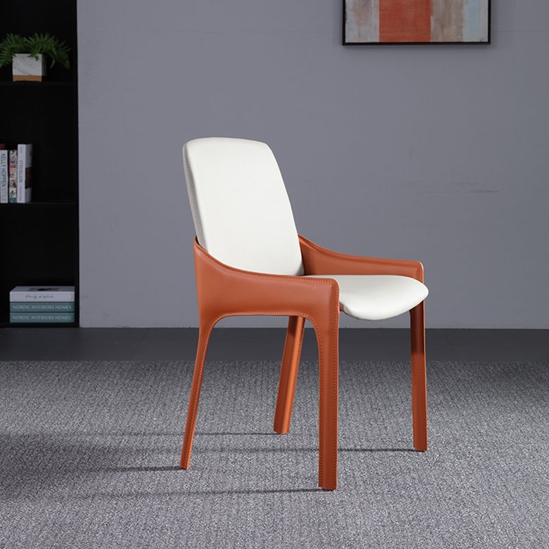 Modern Style Faux Leather Arm Dining Chairs Metal Dining Chair for Home Use