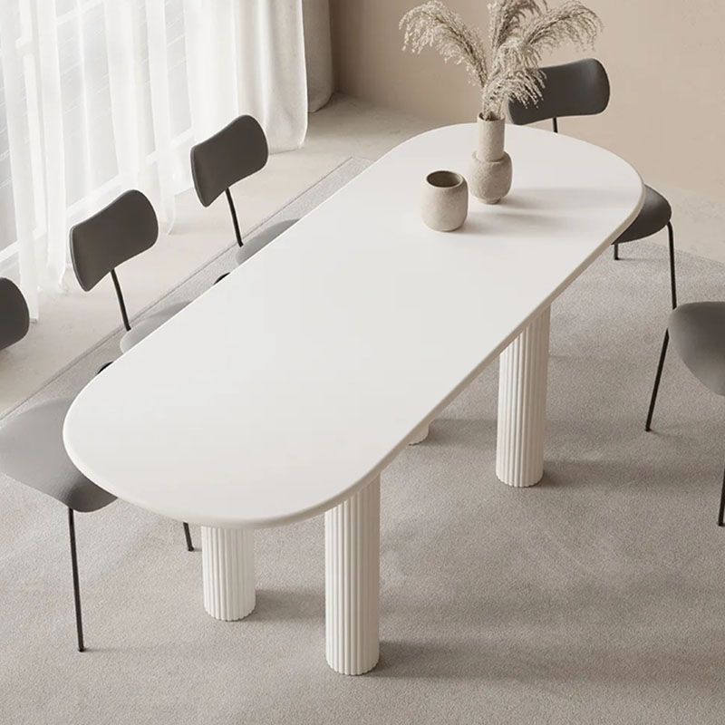 Modern White Dining Table Solid Wood Dinner Table for Dining Room