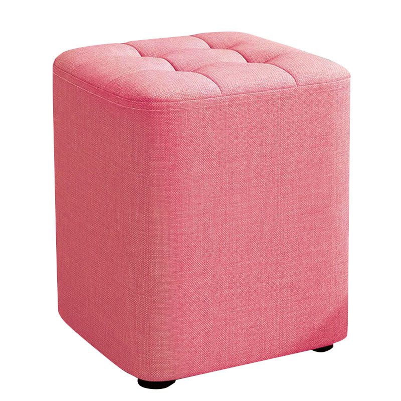 Modern Pouf Ottoman Cotton Upholstered Tufted Solid Color Square Ottoman