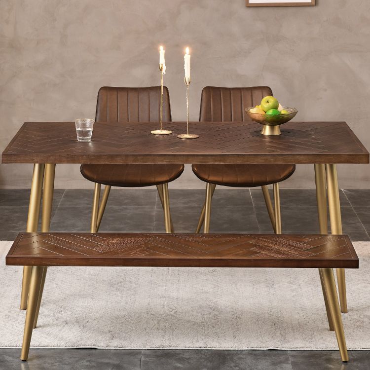 Rectangle Dining Side Table Traditional Luxury Solid Wood Dinner Table with 4 Legs