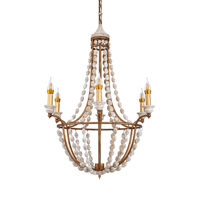 5 Bulbs Candle Ceiling Chandelier Traditional Metal Suspended Lighting Fixture in Rust