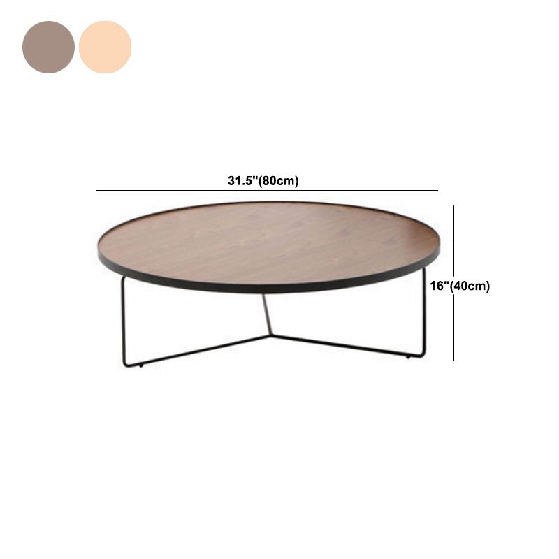 Nordic Style Round Solid Wood Table Metal Cross Legs Base Coffee Table