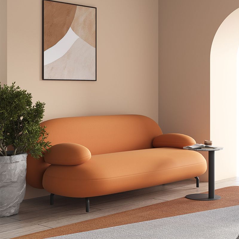 Contemporary Pillow Top Arm Standard Sofa Faux Leather Tight Back Sofa