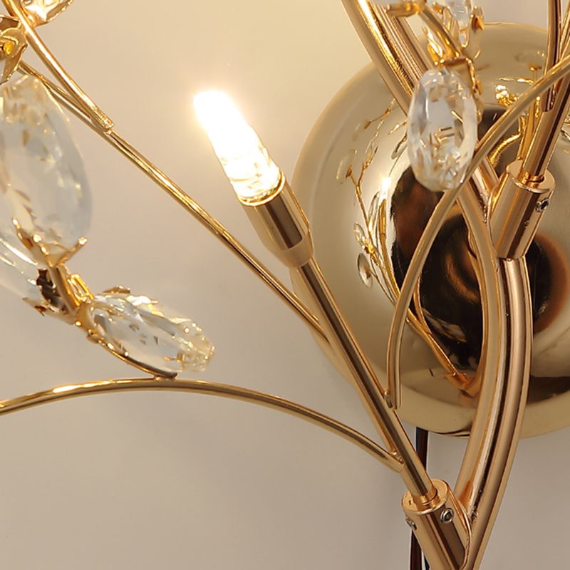 Crystal Flower Shape Wall Light Modern Multi Lights Wall Light Sconce
