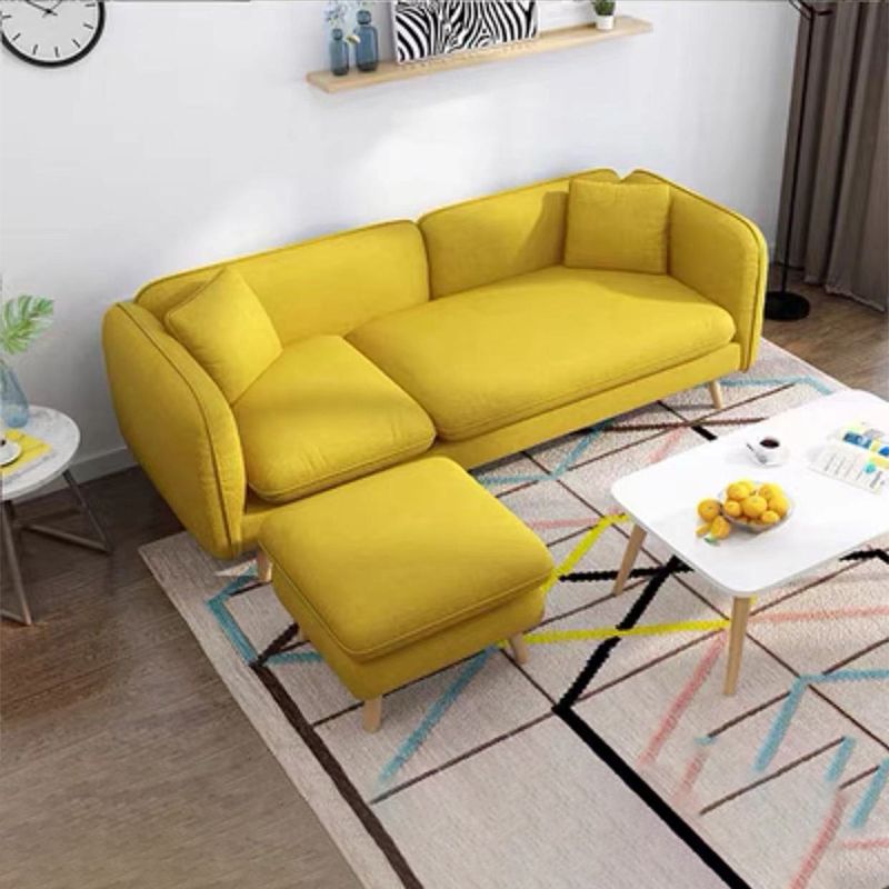 Linen Blend Tight Back Straight Arm Sectional with Slipcovered for Living Room